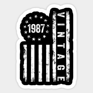 37 Years Old Gifts Vintage 1987 American Flag 37th Birthday Sticker